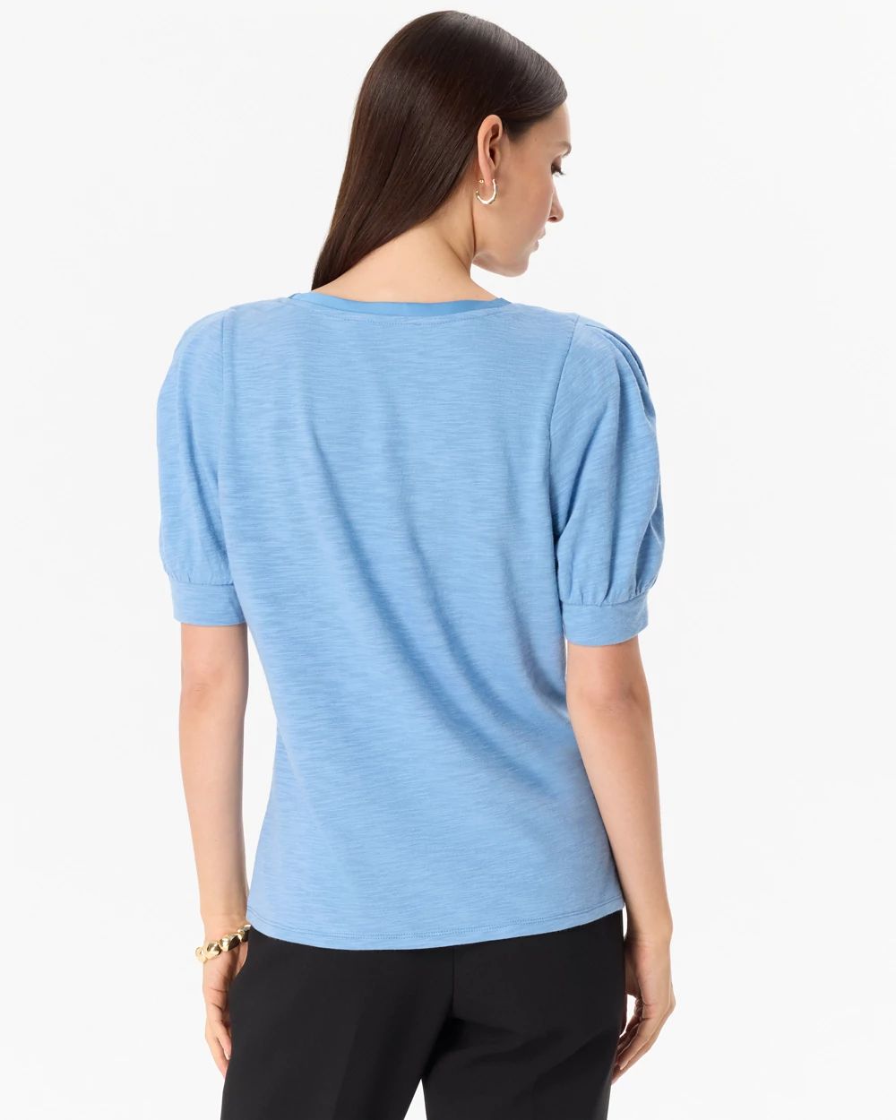 Puff Sleeve V-neck Tee click to view larger image.