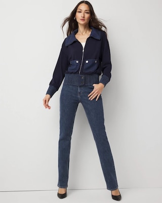 Denim Mix Knit Jacket click to view larger image.