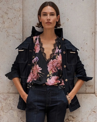 Removable Scarf Tie-Neck Blouse