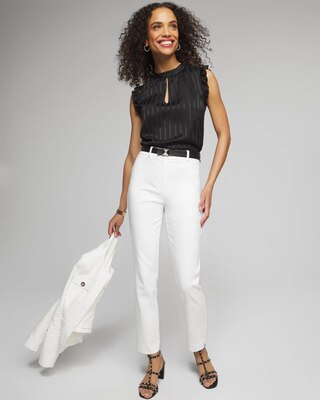 Outlet WHBM Mock Neck Ruffle Sleeve Shell
