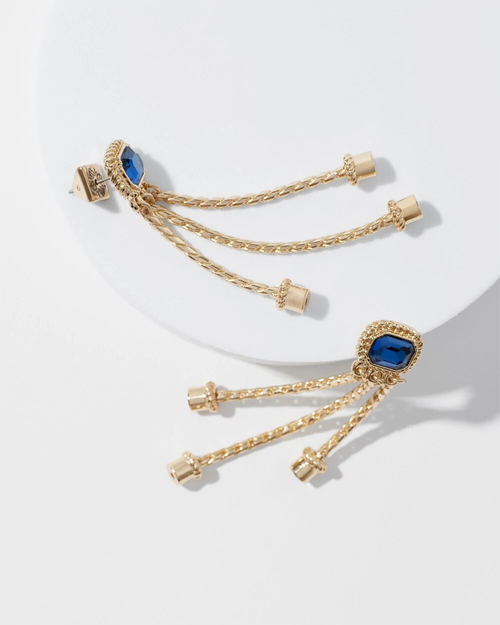 Blue Crystal Linear Earrings - image 3