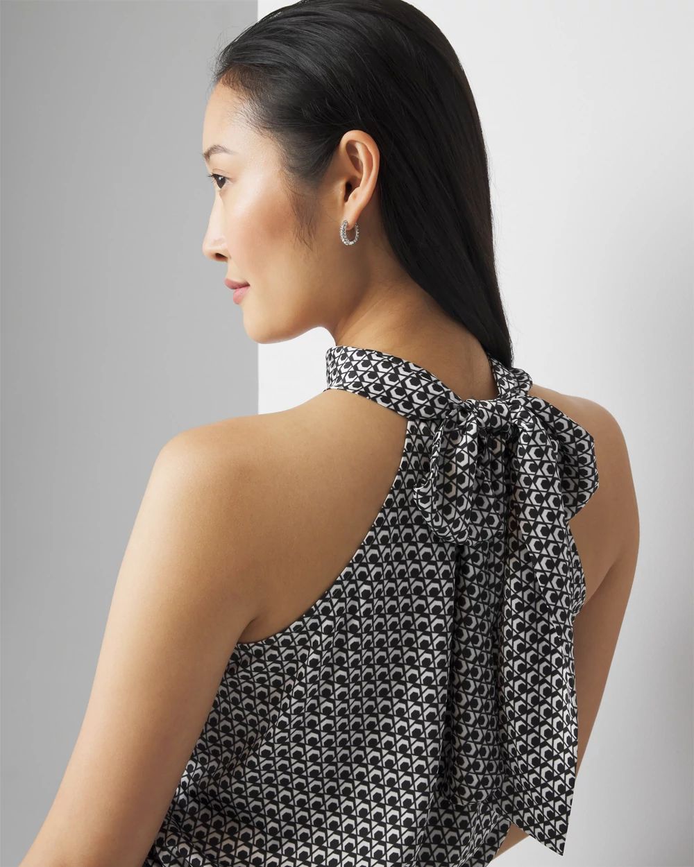 Geometric Print Mock Neck Shell