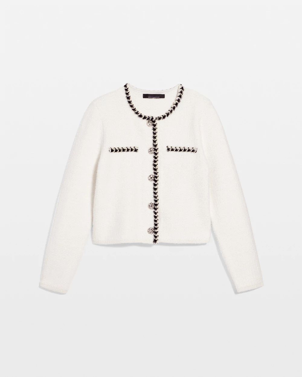Black and White Tweed Sweater Jacket