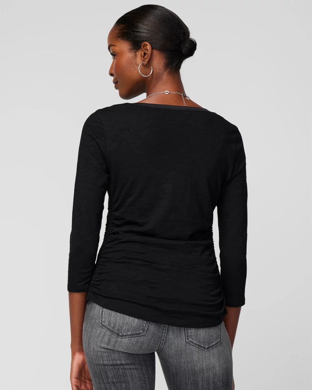 Shirred Scoop Neck Tee click to view larger image.