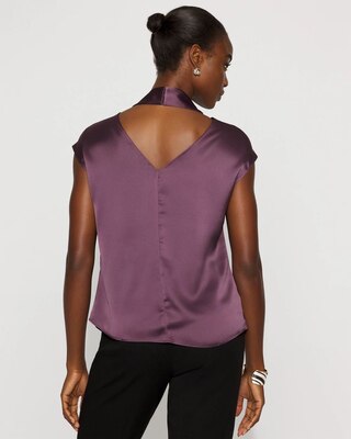 Petite Satin Draped Sleeveless Blouse click to view larger image.
