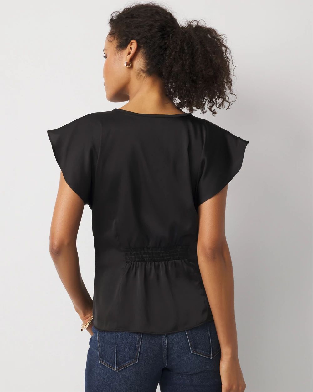 Petite Ruched Satin Shell