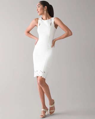 Petite Sleeveless White Lace Trim Dress click to view larger image.