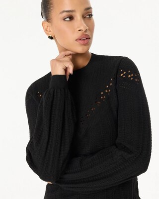 Mock Neck Long Sleeve Pullover Sweater click to view larger image.
