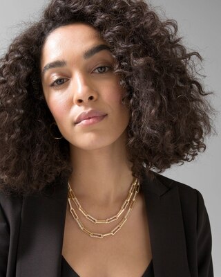 Convertible Goldtone Pavé Link Necklace