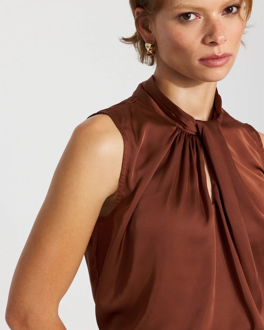 Satin Twist Neck Shell