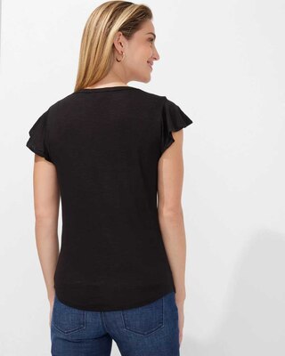 Outlet WHBM Notch-Neck Ruffle-Sleeve Tee click to view larger image.