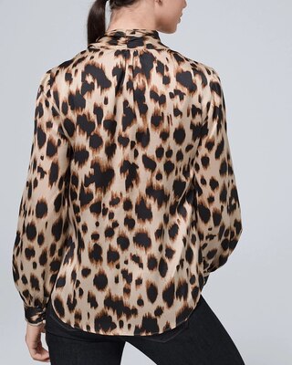 Leopard-Print Bow Blouse