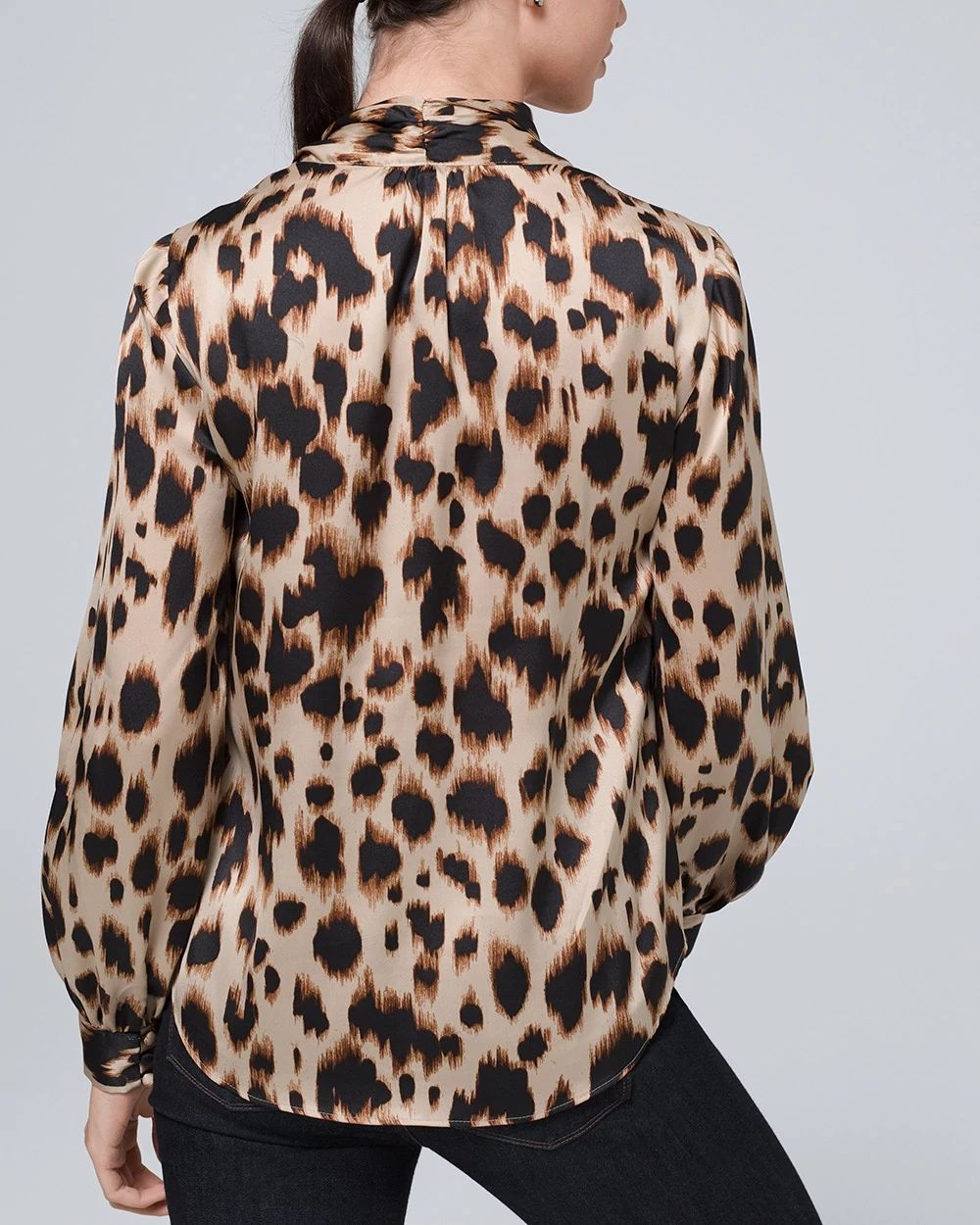 Leopard-Print Bow Blouse