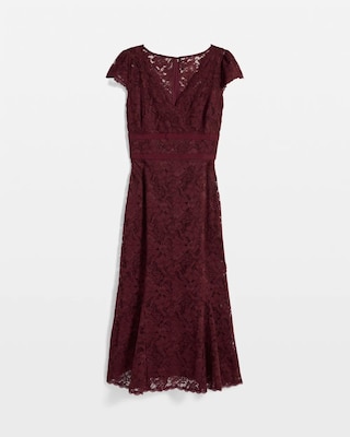 V-neck Lace Midi Dress click to view larger image.