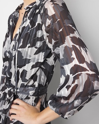 Long Sleeve Printed Midi Dress click to view larger image.