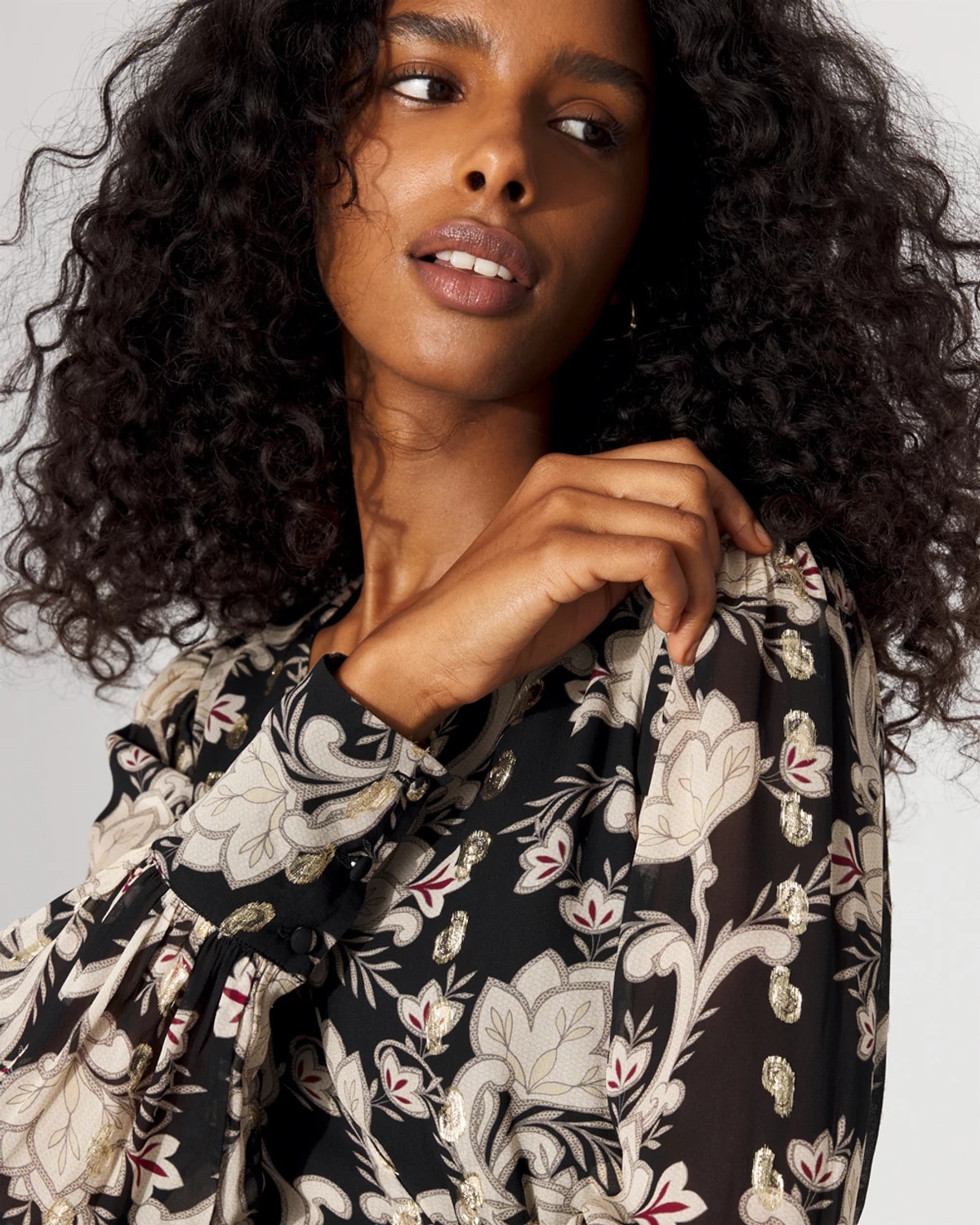 White House Black Market Petite Long Sleeve V-neck Mini Dress In Black