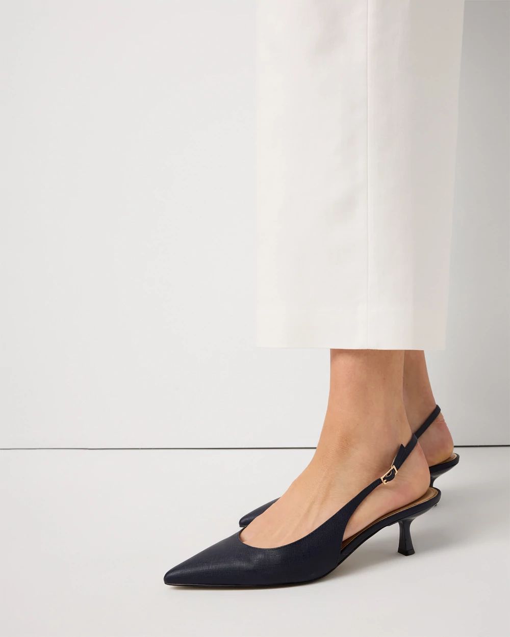 Leather Slingback Kitten Heel
