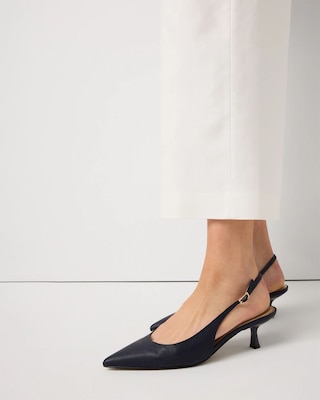 Leather Slingback Kitten Heel