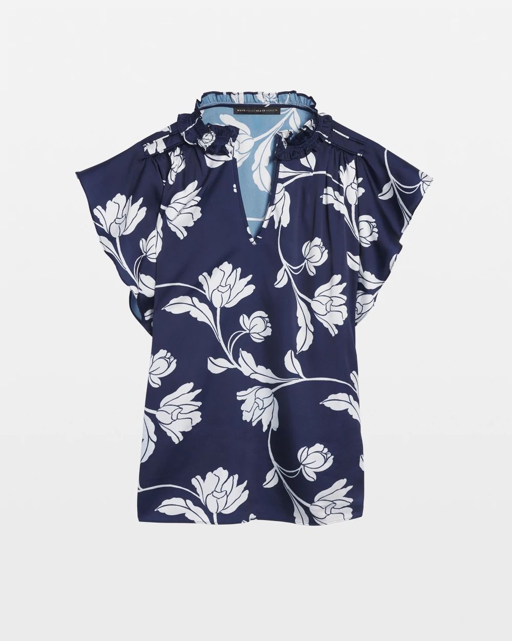 Petite Ruched Neck Flutter Shell Top