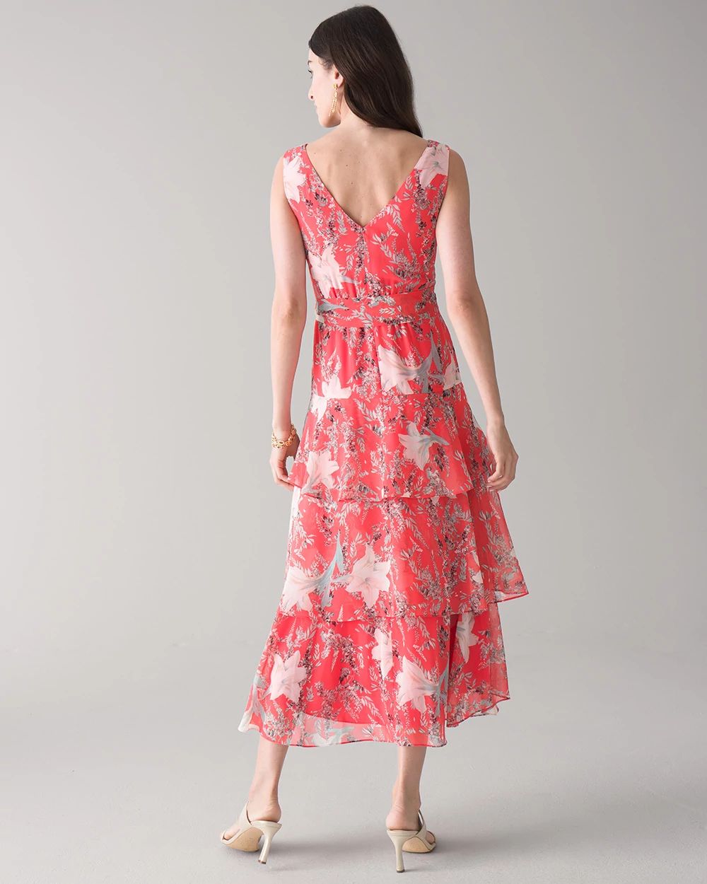 Flirty Floral Print Midi Dress click to view larger image.