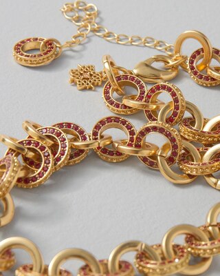 Red Pavé Link Necklace
