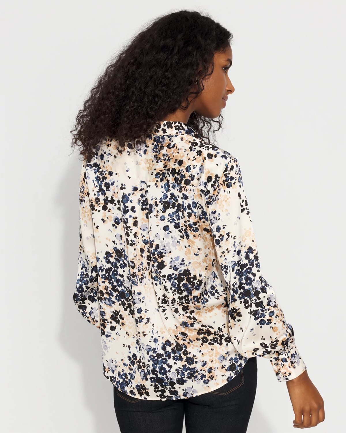 White House Black Market Satin Soft Shirt In Multi