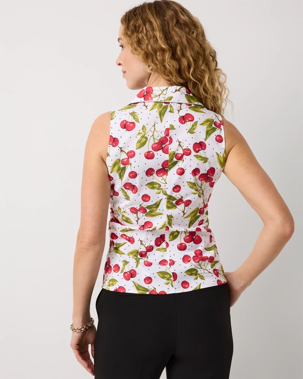 Ruched Poplin Sleeveless Shirt click to view larger image.