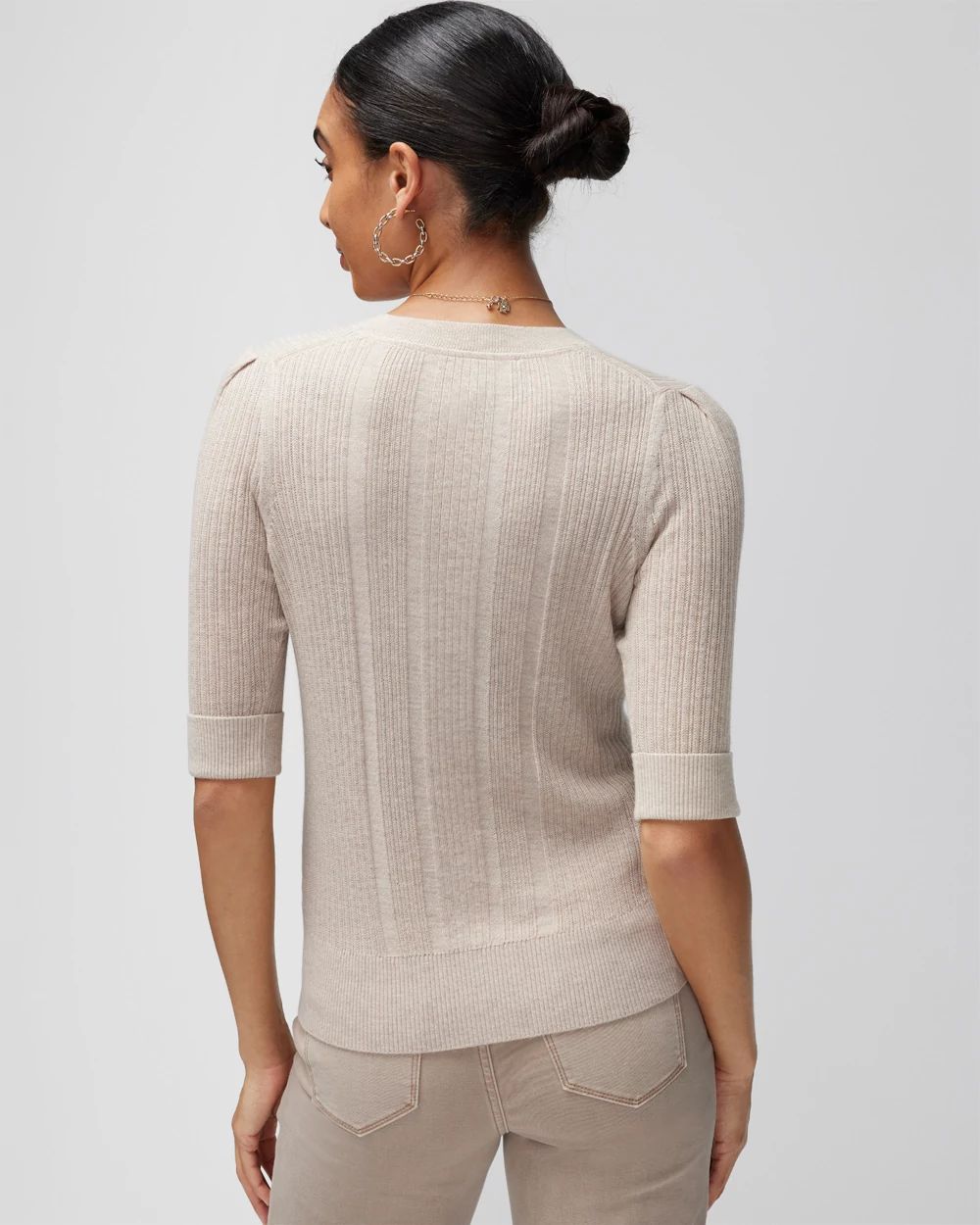 Cashmere-Blend Elbow-Sleeve Sweater