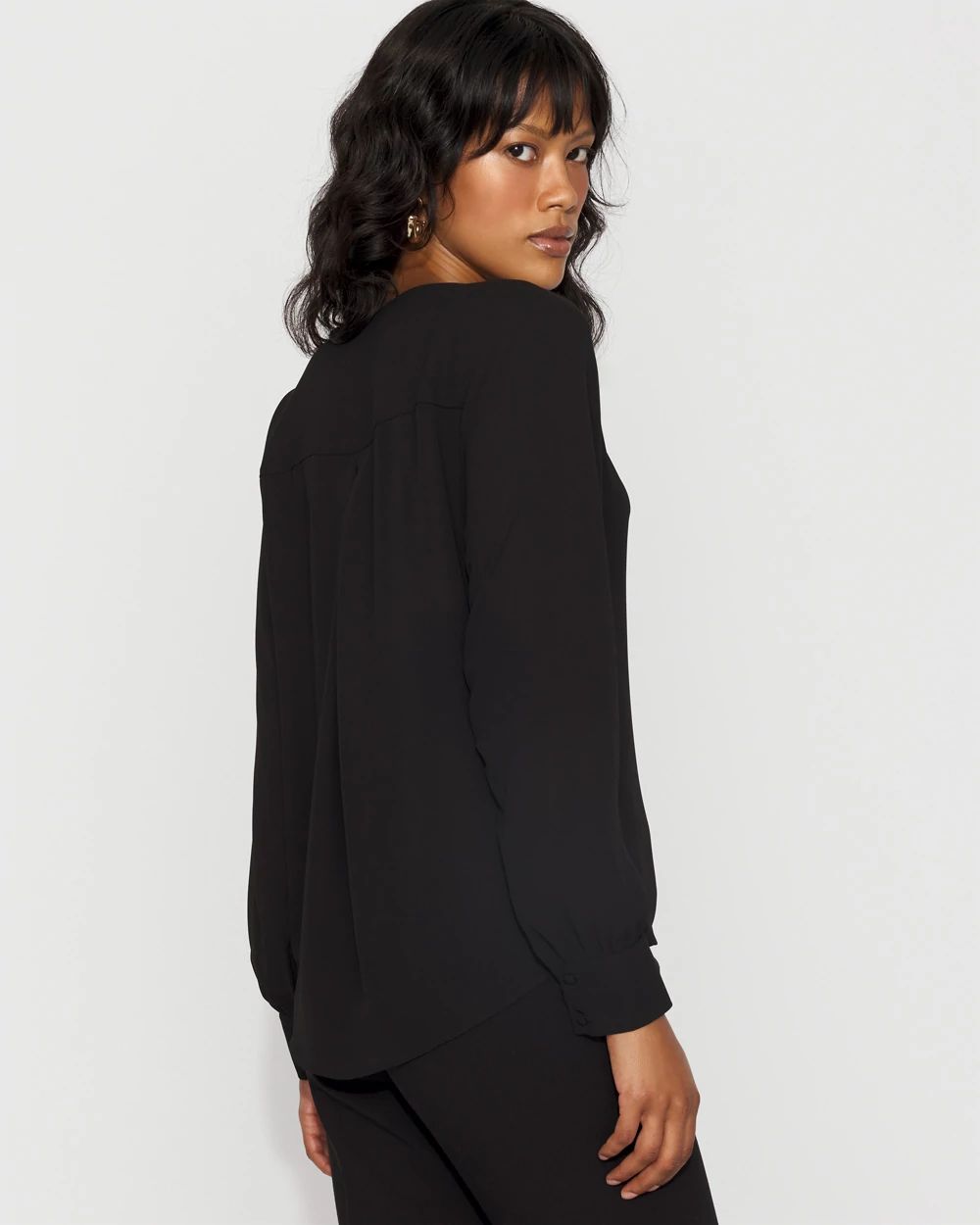 Long-Sleeve Button-Up Blouse click to view larger image.