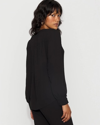 Long-Sleeve Button-Up Blouse click to view larger image.