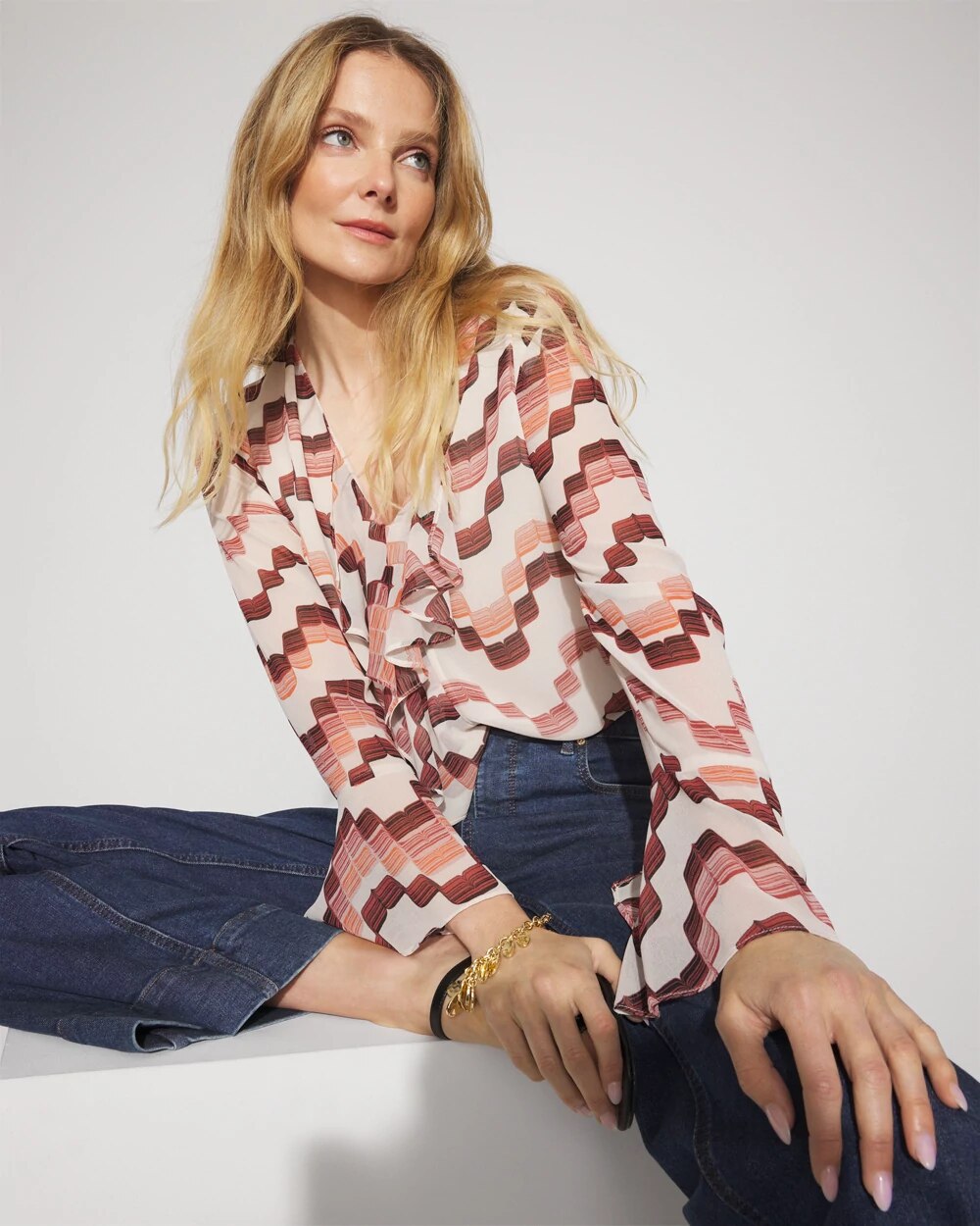 V-Neck Ruffle Blouse