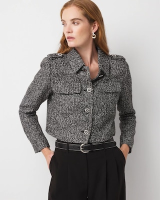 Sequin Tweed Trucker Jacket