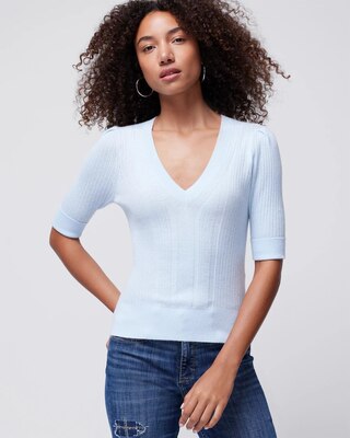 Cashmere-Blend Elbow-Sleeve Sweater