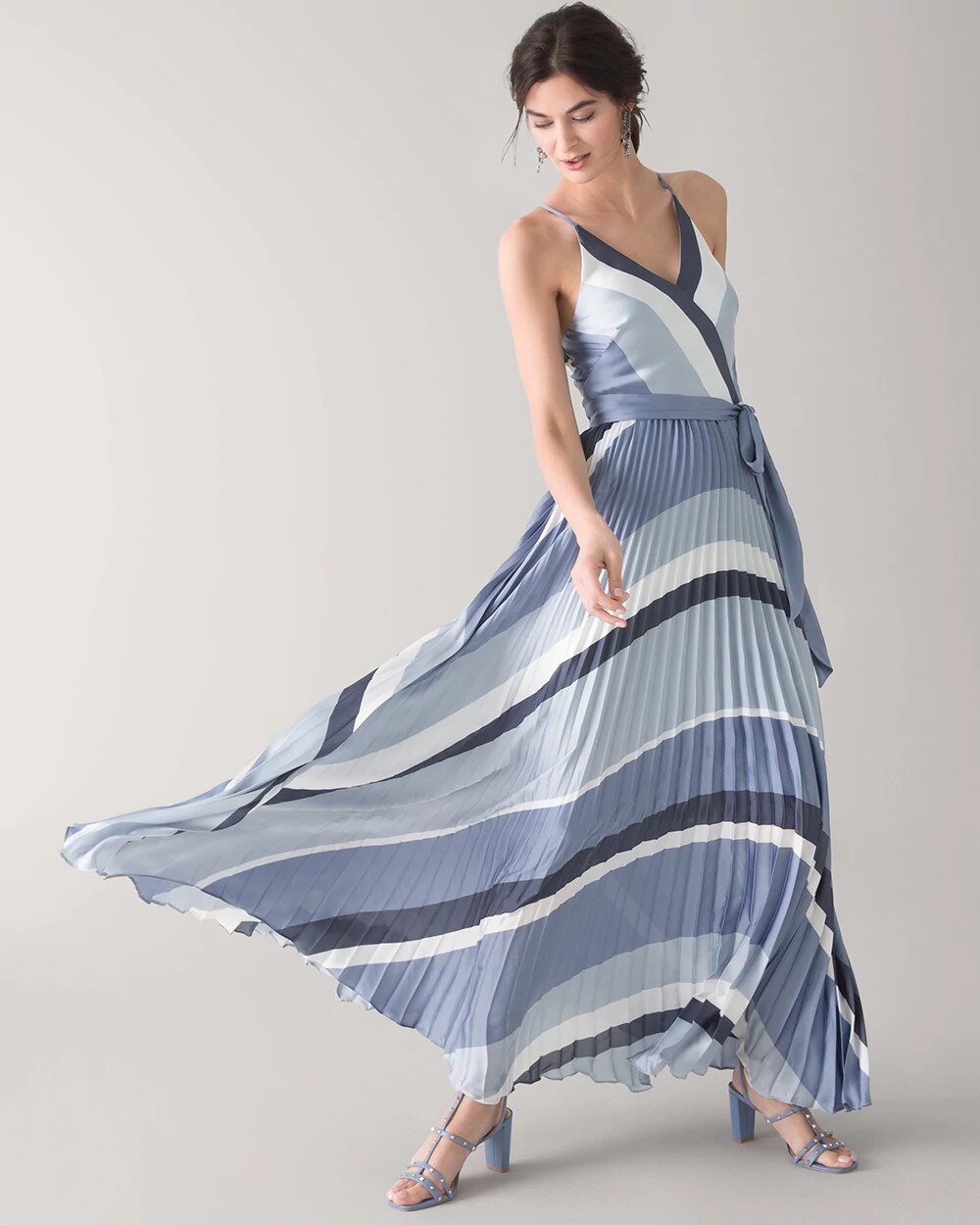 Petite Pleated Halter Maxi Dress | White House Black Market