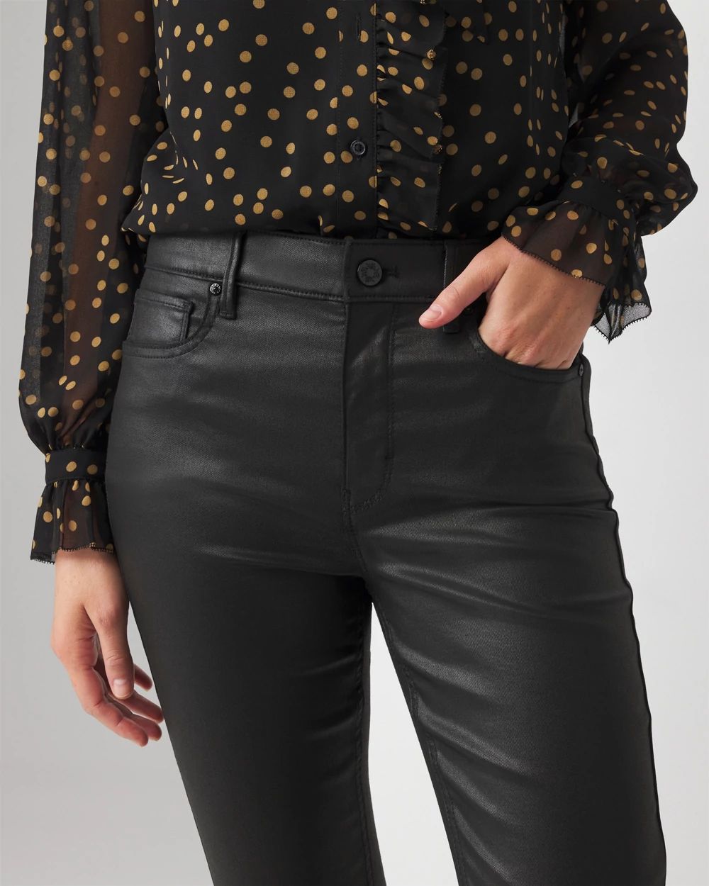 High-Rise Coated Skinny Jeans