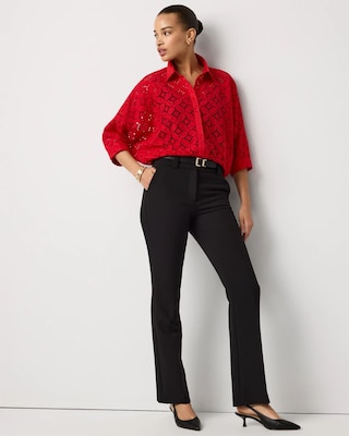 Eyelet Button Front Cotton Shirt click to view larger image.
