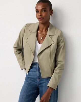 Cotton-Stretch Moto Jacket