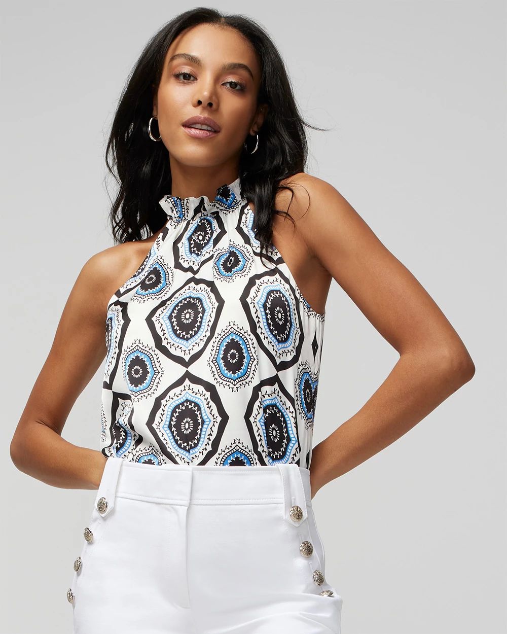 Ruffle Neck Halter Top
