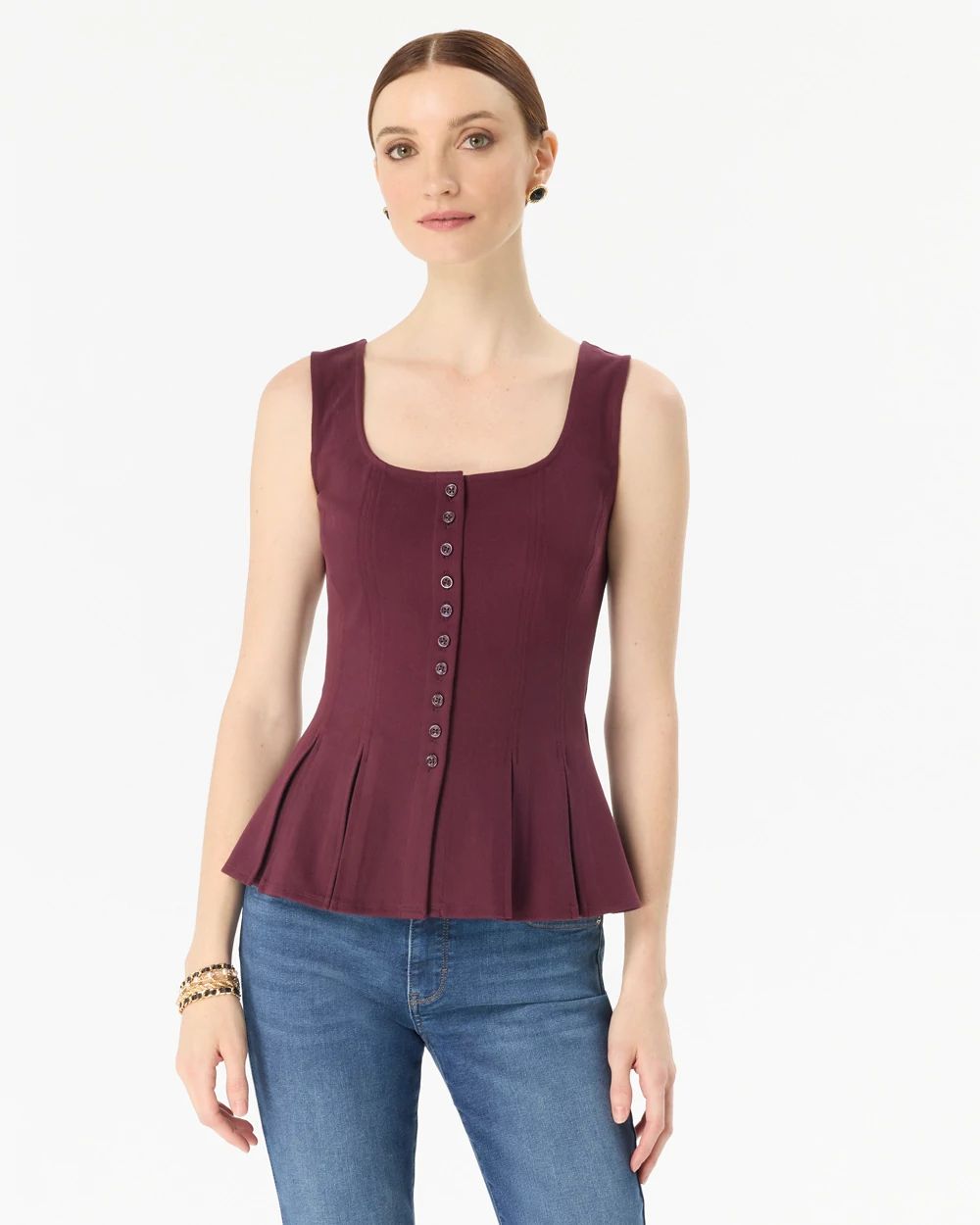 Peplum Button Front Top