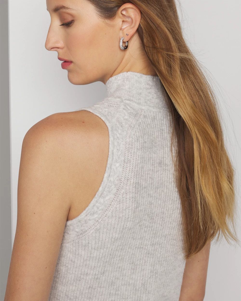 Cable Stitch Mockneck Sweater Tank click to view larger image.