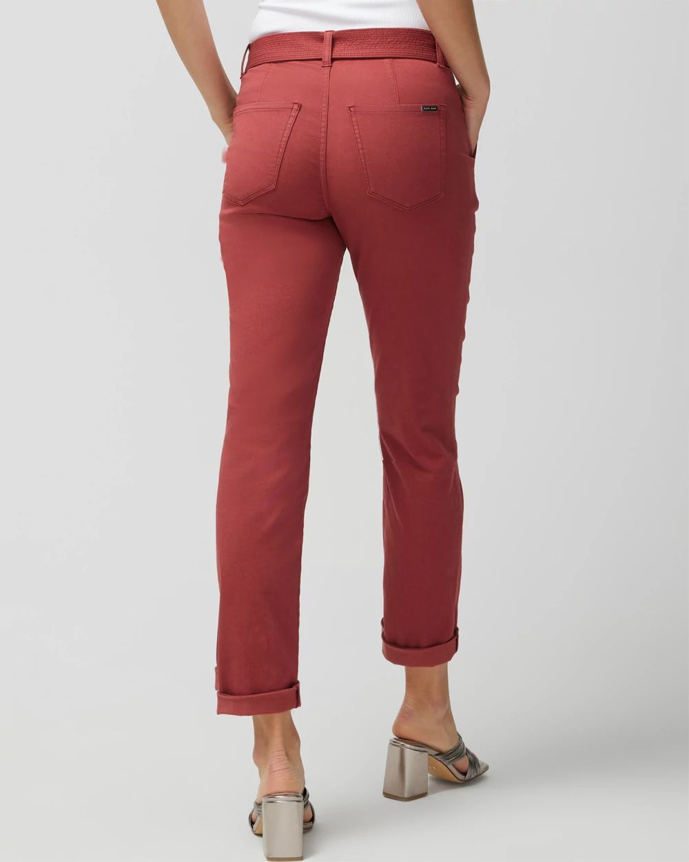 Pret High-Rise Belted Straight Cropped Pant