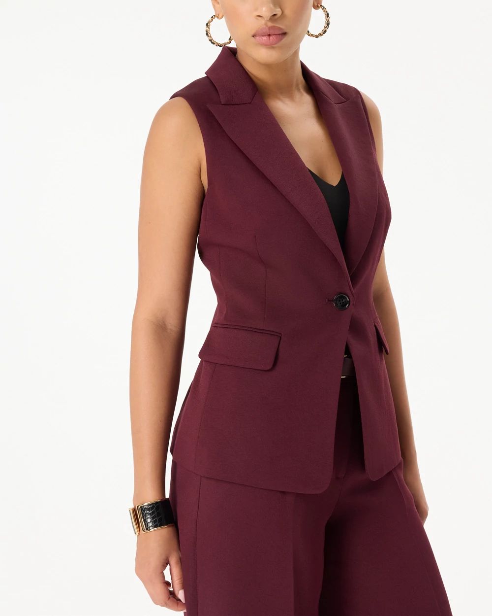 One-Button Tailored Vest click to view larger image.
