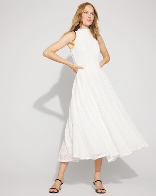 Mock Neck Knit Lace Midi Dress