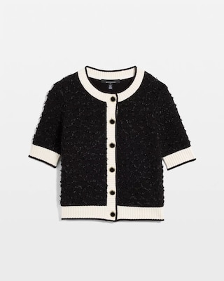 Bouclé Elbow Sleeve Cardigan click to view larger image.