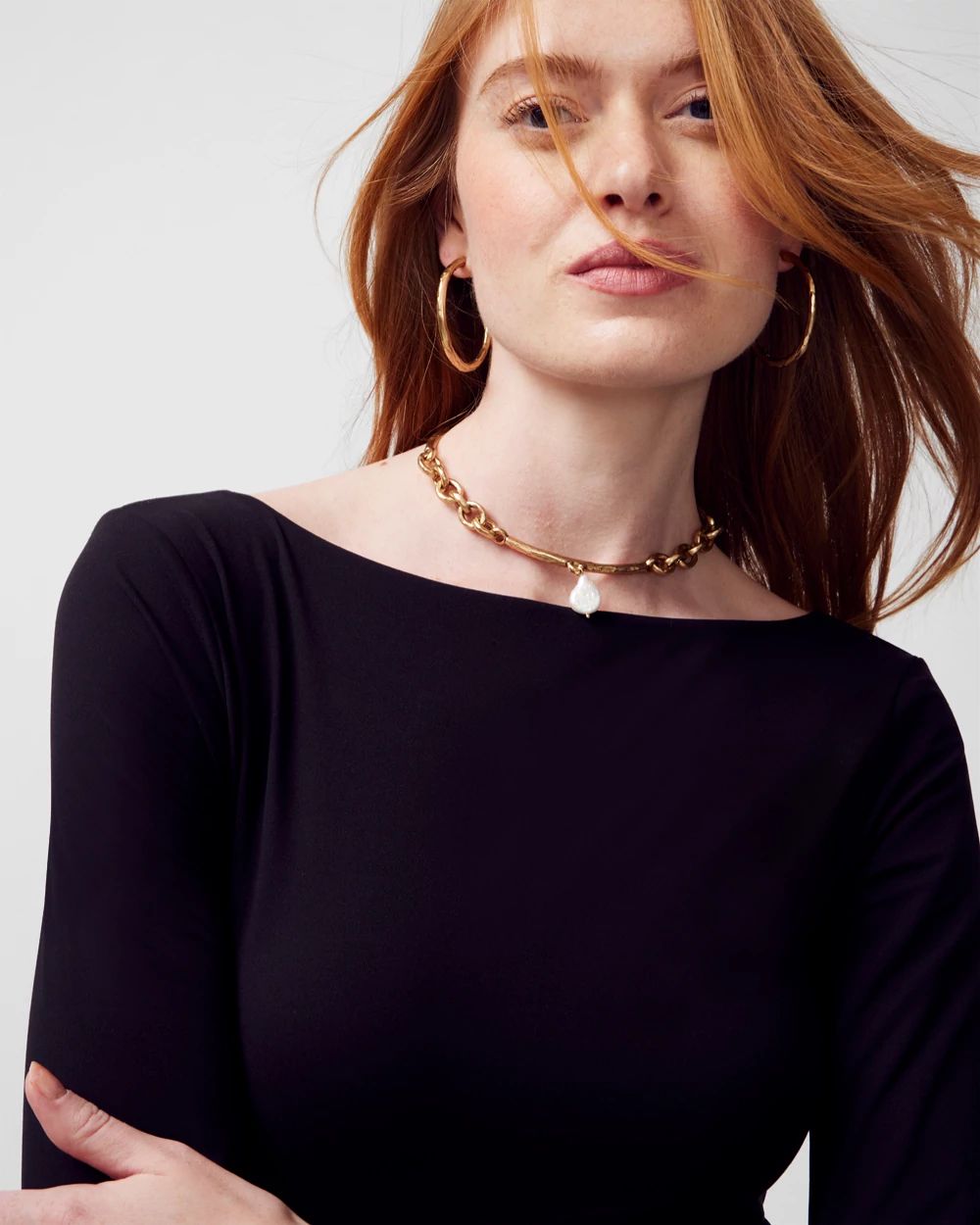 WHBM® FORME 3/4-Sleeve Boatneck Top