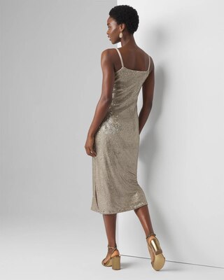 Cowl Neck Sequin Midi Dress click to view larger image.