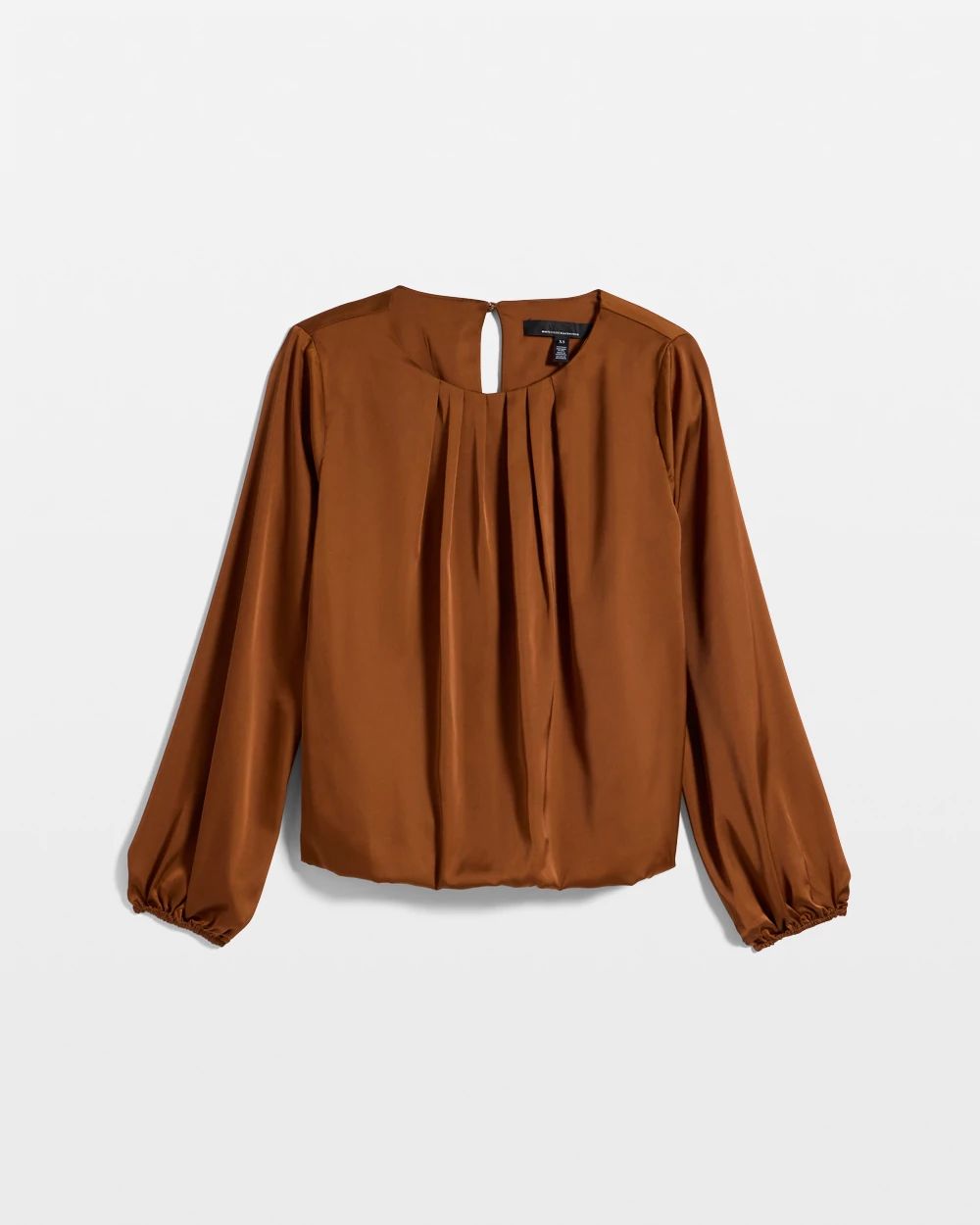 Bubble Hem Pleated Satin Blouse click to view larger image.