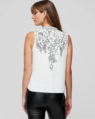 Sleeveless Embroidered Floral Shell click to view larger image.