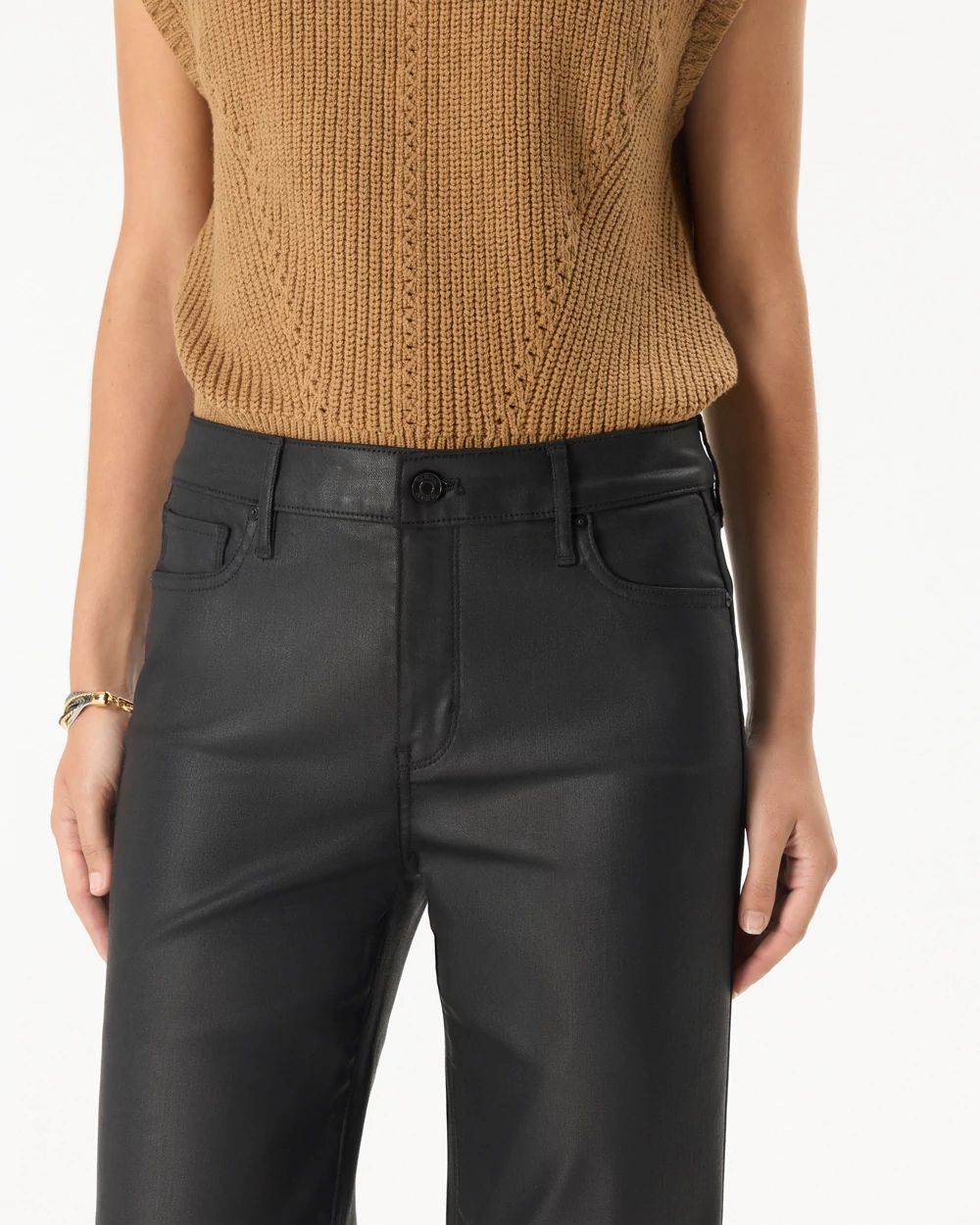 Coated Denim High Rise Wide Leg Jean click to view larger image.