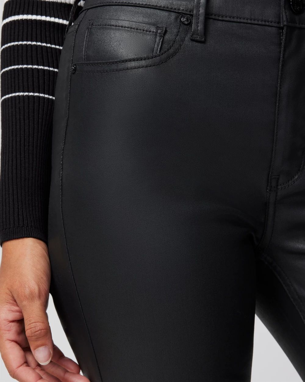 High Rise Coated Bootcut Jeans click to view larger image.